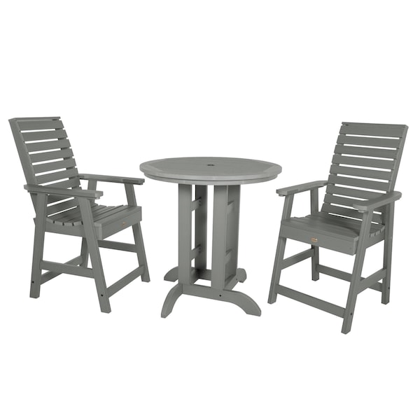 Highwood Usa Weatherly 3pc Round Counter Height Outdoor Patio Furniture Dining Set AD-CNW36-CGE - main